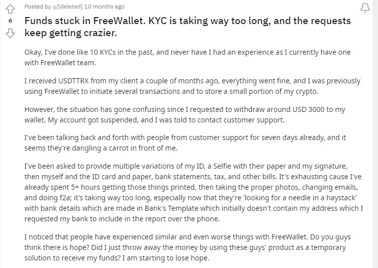 Freewallet KYC scam